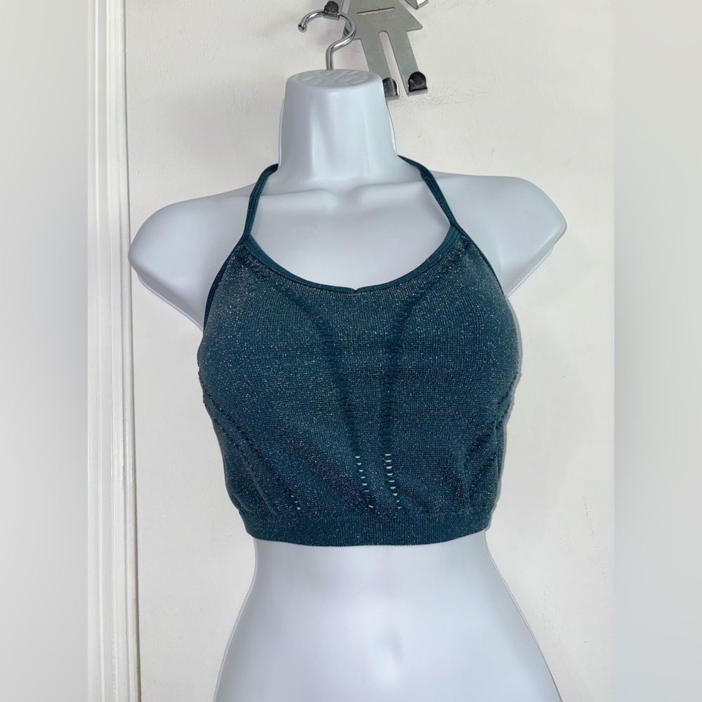 Spiritual Gangster Liberty Shimmer Crop Top blue small